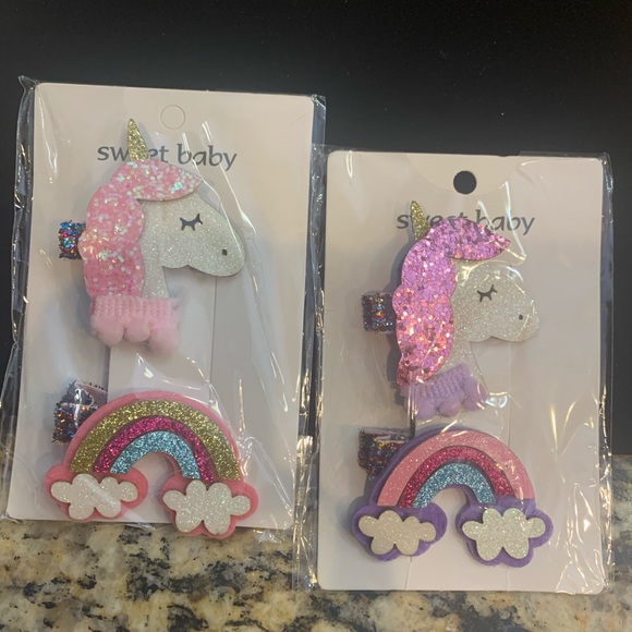 2 sets of unicorn 🦄 and rainbow 🌈 hair clips - Picture 2 of 3